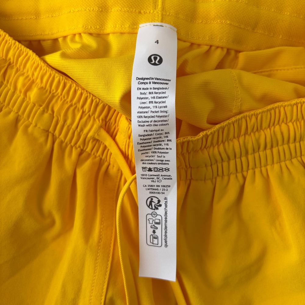 Lululemon Pace Rival High-Rise Short Women 4 Yellow 3" Inseam Athletic Running - Picture 4 of 5